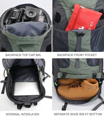 Bseash 50L hiking backpack with shoe compartment — photo 4