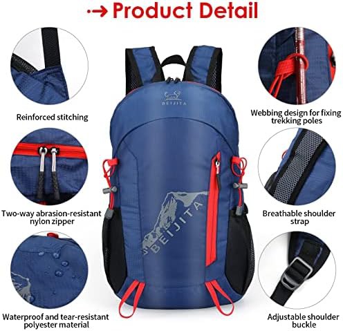 Foldable 20L Waterproof Hiking Daypack Blue — photo 5