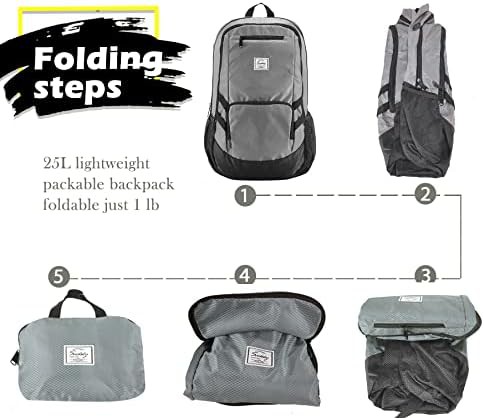 Gray Foldable Water Resistant Backpack 25L — photo 4
