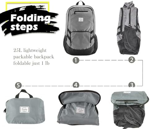 Black Packable Water Resistant Backpack 25L — photo 4
