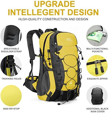 Yellow 40L waterproof hiking daypack — photo 4