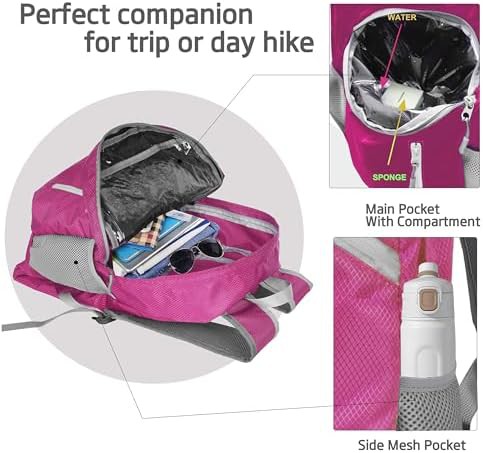 Pink foldable waterproof hiking backpack 35l — photo 3