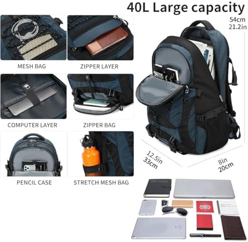 Blue 40L waterproof hiking daypack — photo 3