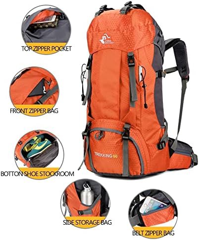 Bseash 60L waterproof hiking backpack with rain cover — photo 3