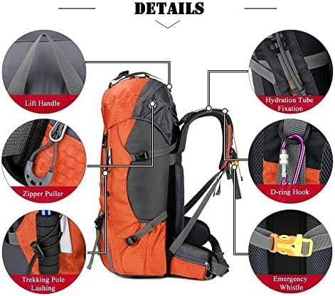 Bseash 60L waterproof hiking backpack with rain cover — photo 4