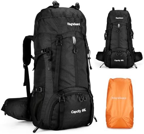 Black waterproof 60l hiking backpack