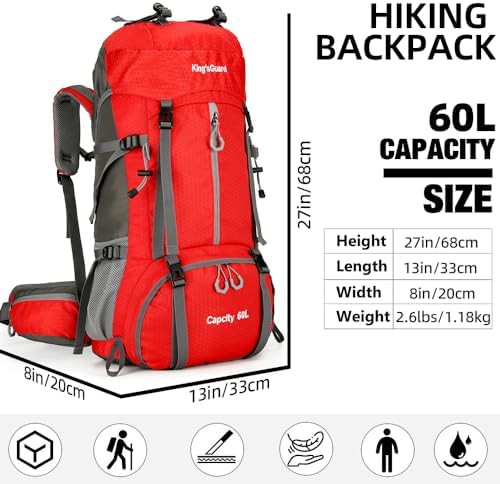 Red waterproof climbing daypack 60l — photo 3
