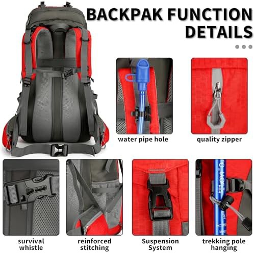 Red waterproof climbing daypack 60l — photo 5