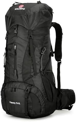 Frameless black camping daypack 70l