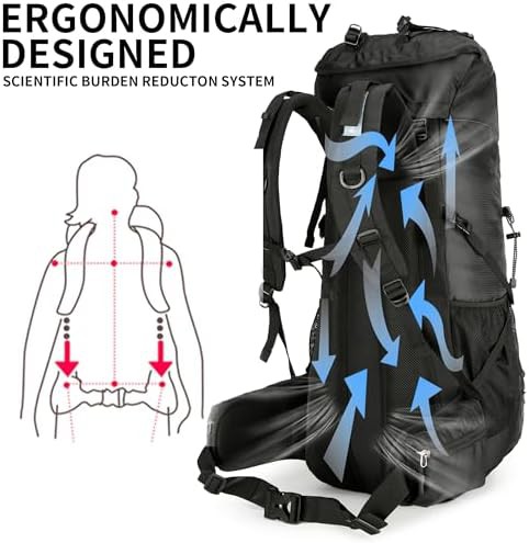 Frameless black camping daypack 70l — photo 4