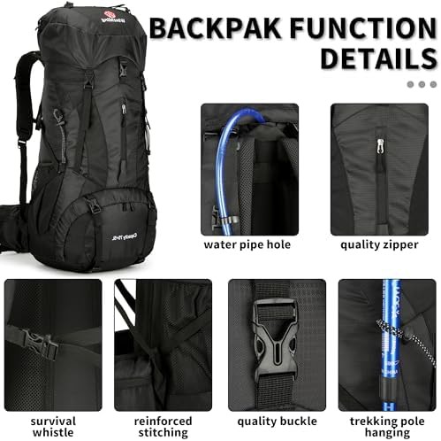 Frameless black camping daypack 70l — photo 5