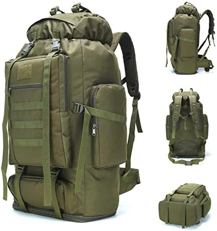 Army green MOLLE 100L hiking rucksack