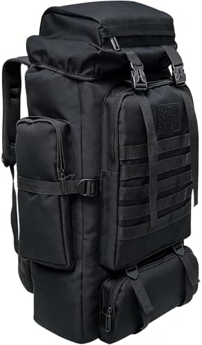 Black waterproof knapsack 80l