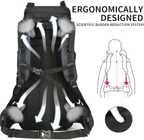 Navy waterproof mountaineering backpack 60l — photo 4