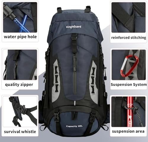 Navy waterproof mountaineering backpack 60l — photo 5