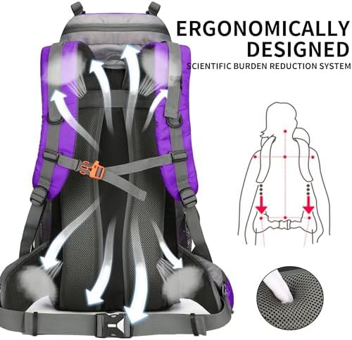Purple 60L waterproof hiking backpack — photo 4
