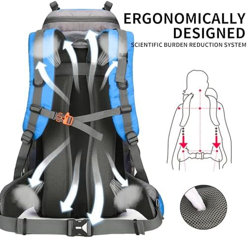 Blue waterproof 60l hiking backpack — photo 4