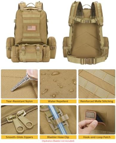 CVLIFE tactical military army rucksack tan — photo 4