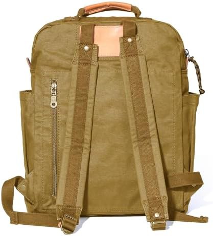 Khaki Canvas Vintage Casual Commute Backpack — photo 3