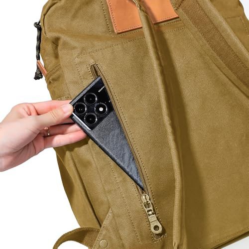 Khaki Canvas Vintage Casual Commute Backpack — photo 4