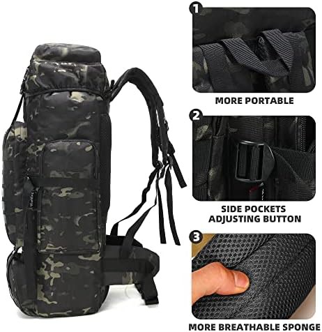 Water repellent tactical hiking backpack 70l — photo 3