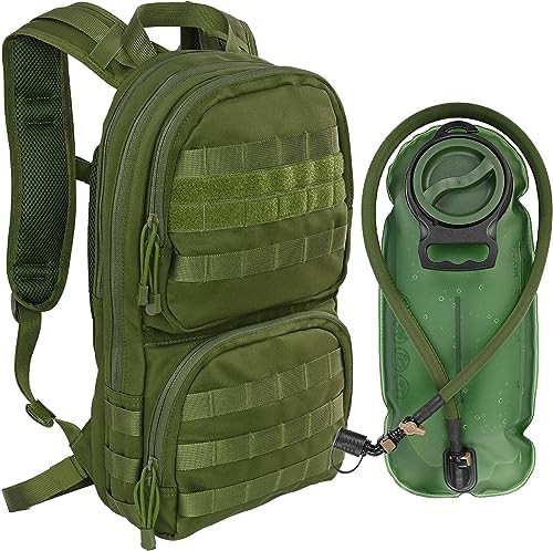 Green backpacking molle hydration pack