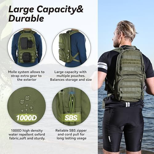 Green backpacking molle hydration pack — photo 3