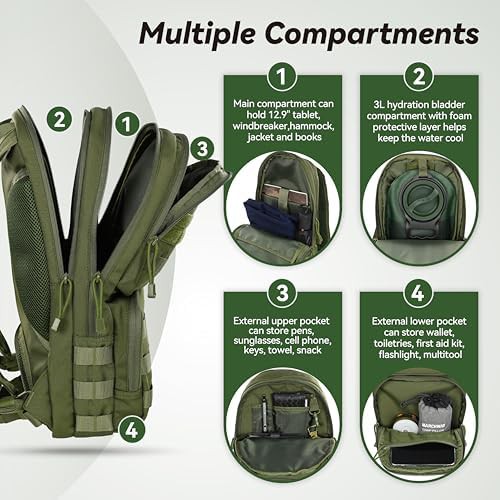 Green backpacking molle hydration pack — photo 4