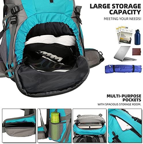 Lake blue waterproof hiking backpack 70l — photo 4
