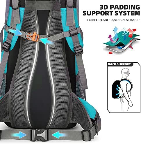 Lake blue waterproof hiking backpack 70l — photo 5