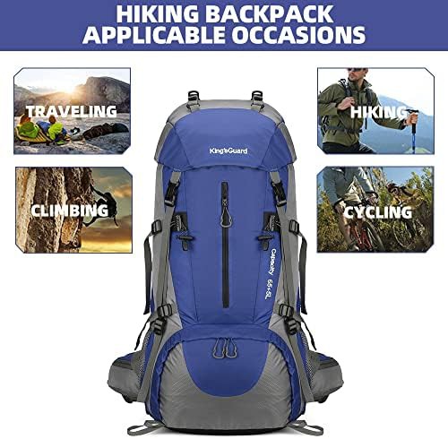 Deep blue waterproof 70L hiking backpack — photo 3