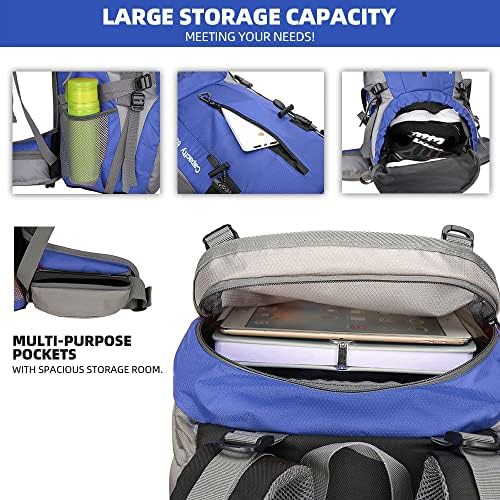 Deep blue waterproof 70L hiking backpack — photo 4