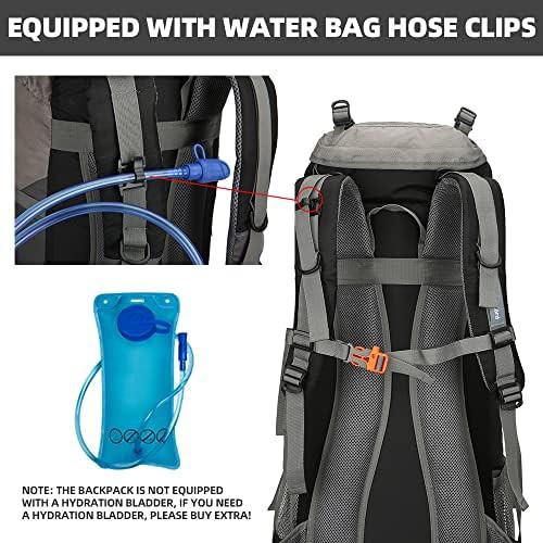 Black waterproof 70L camping hiking backpack — photo 3