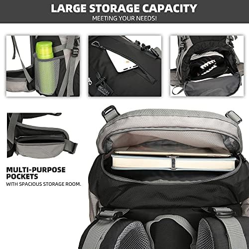 Black waterproof 70L camping hiking backpack — photo 4
