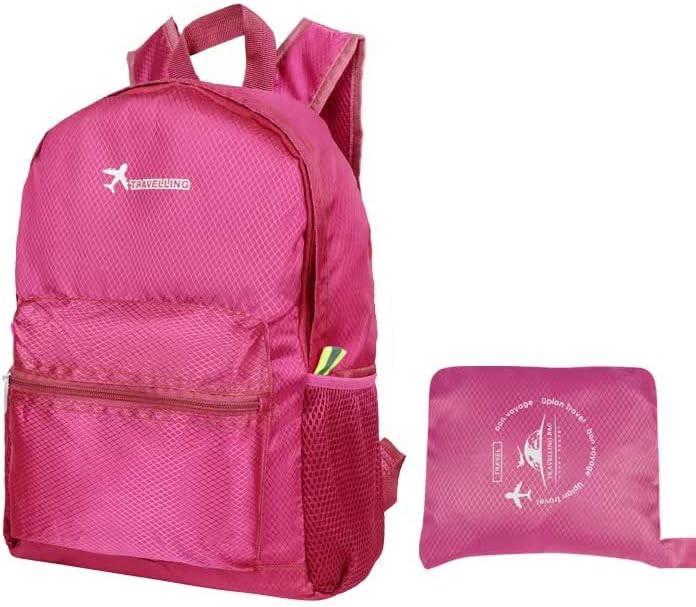 Red foldable ultralight hiking backpack