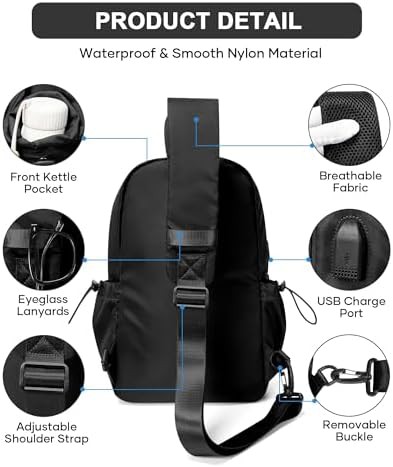 Black anti-theft crossbody sling daypack — photo 3
