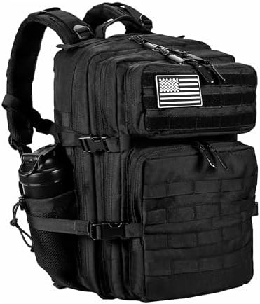 Black tactical MOLLE rucksack 45L
