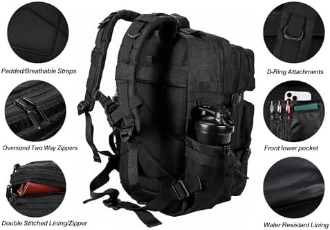 Black tactical MOLLE rucksack 45L — photo 5