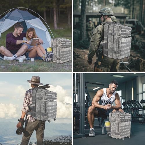 Grey camo tactical 45L military hiking backpack — photo 4