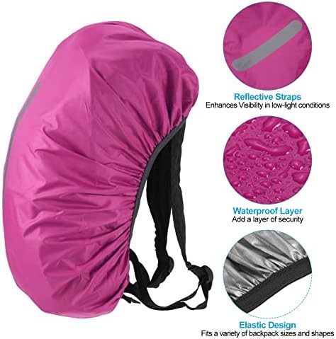 Waterproof backpack rain cover in rose red — photo 3