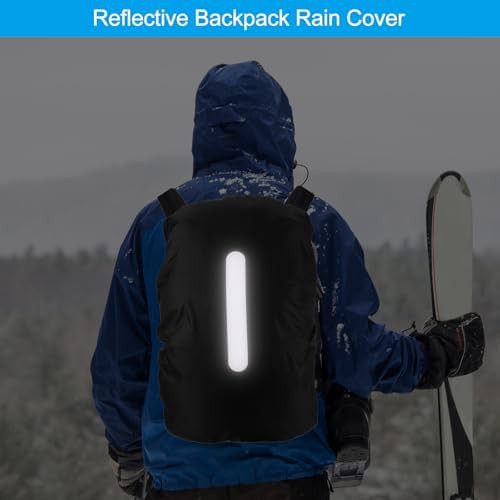 Waterproof backpack rain cover black reflective — photo 4