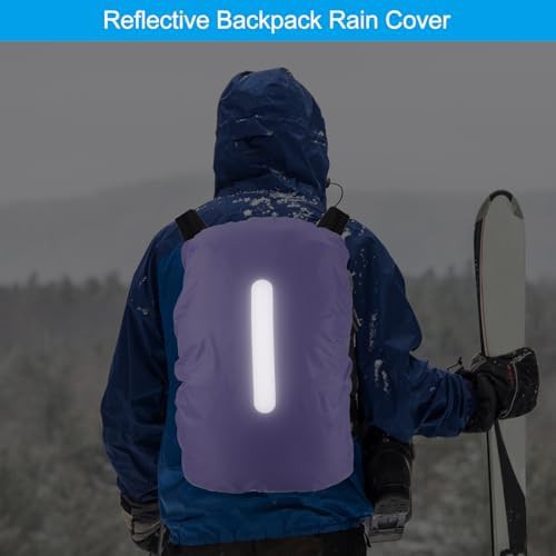 Waterproof backpack rain cover purple reflective — photo 4