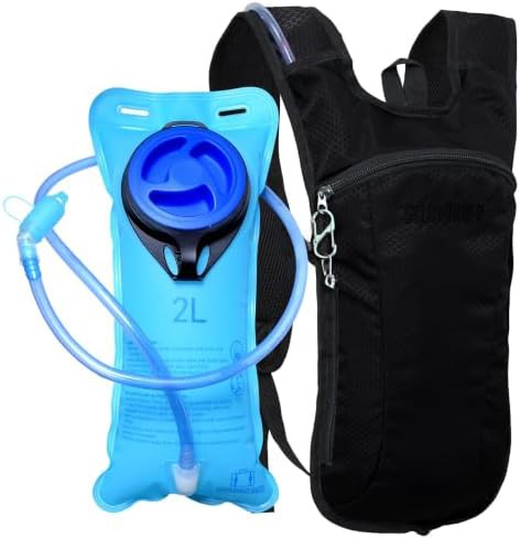 Solid black hydration pack with 2l bladder