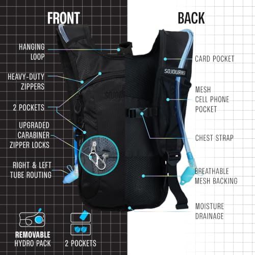 Solid black hydration pack with 2l bladder — photo 3