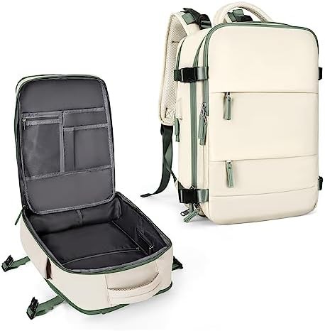 White green large travel backpack with waterproof build