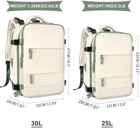 White green large travel backpack with waterproof build — photo 3