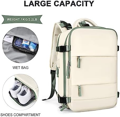 White green large travel backpack with waterproof build — photo 4