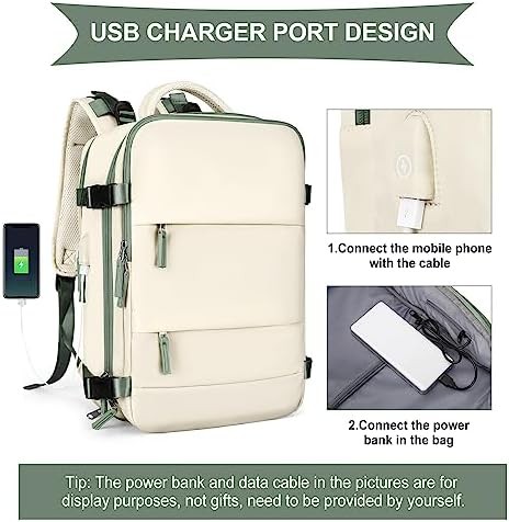 White green large travel backpack with waterproof build — photo 5