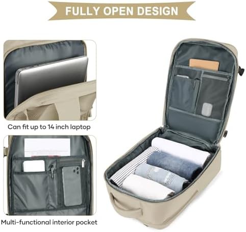 Khaki waterproof travel backpack for women and men — photo 5