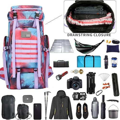 70l molle camping backpack green — photo 3